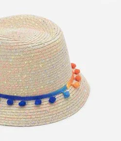 Chapéu de Palha Infantil com Pompons