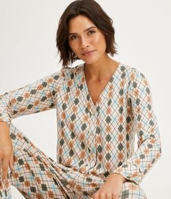 Pijama Americano em Viscolycra com Estampa Xadrez