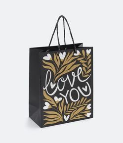 Embalagem de Presente Média com Estampa Love You e Alça Corda