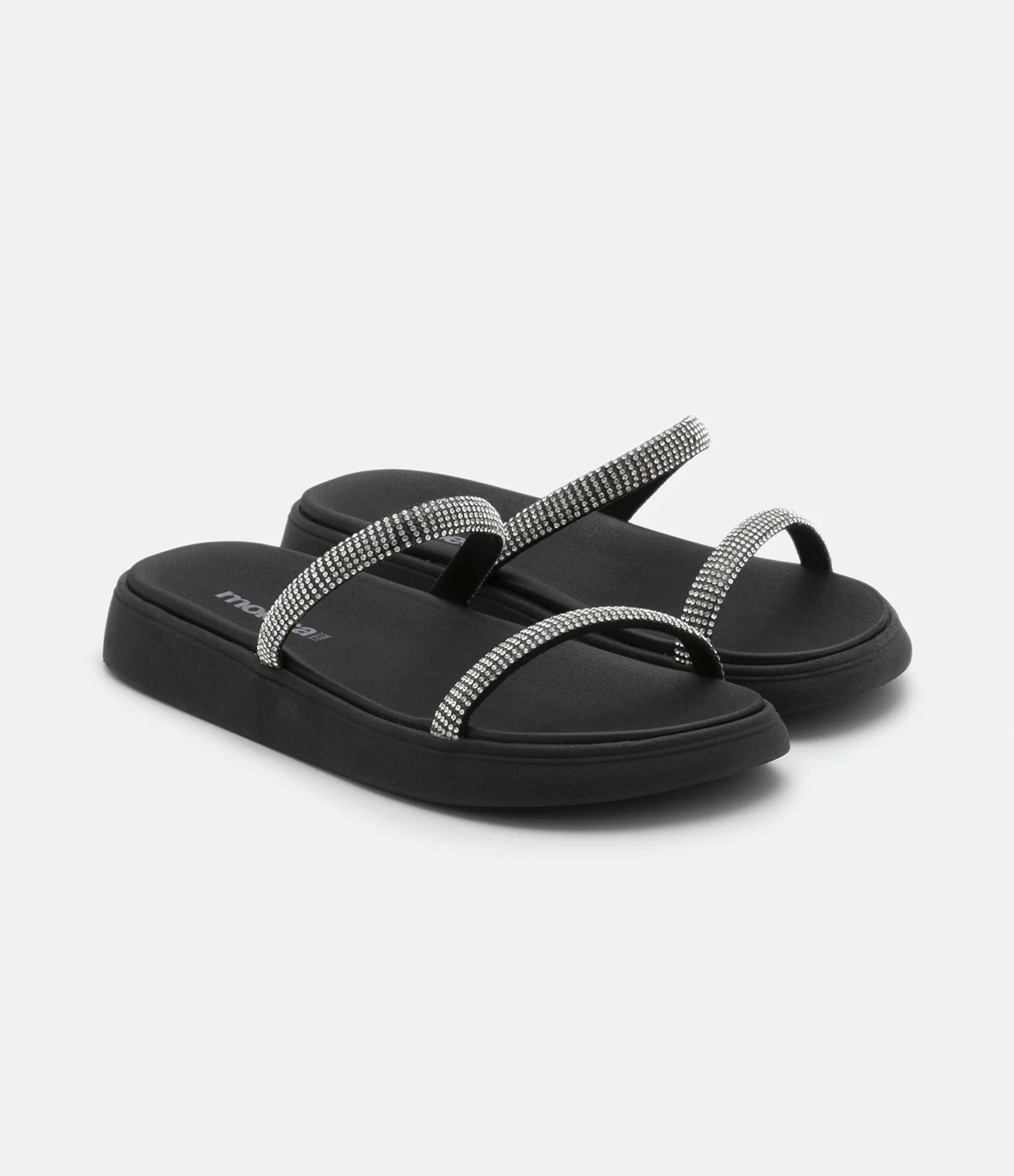 Sandália Sport Sandal com Tiras de Brilho Moleca Preto 1