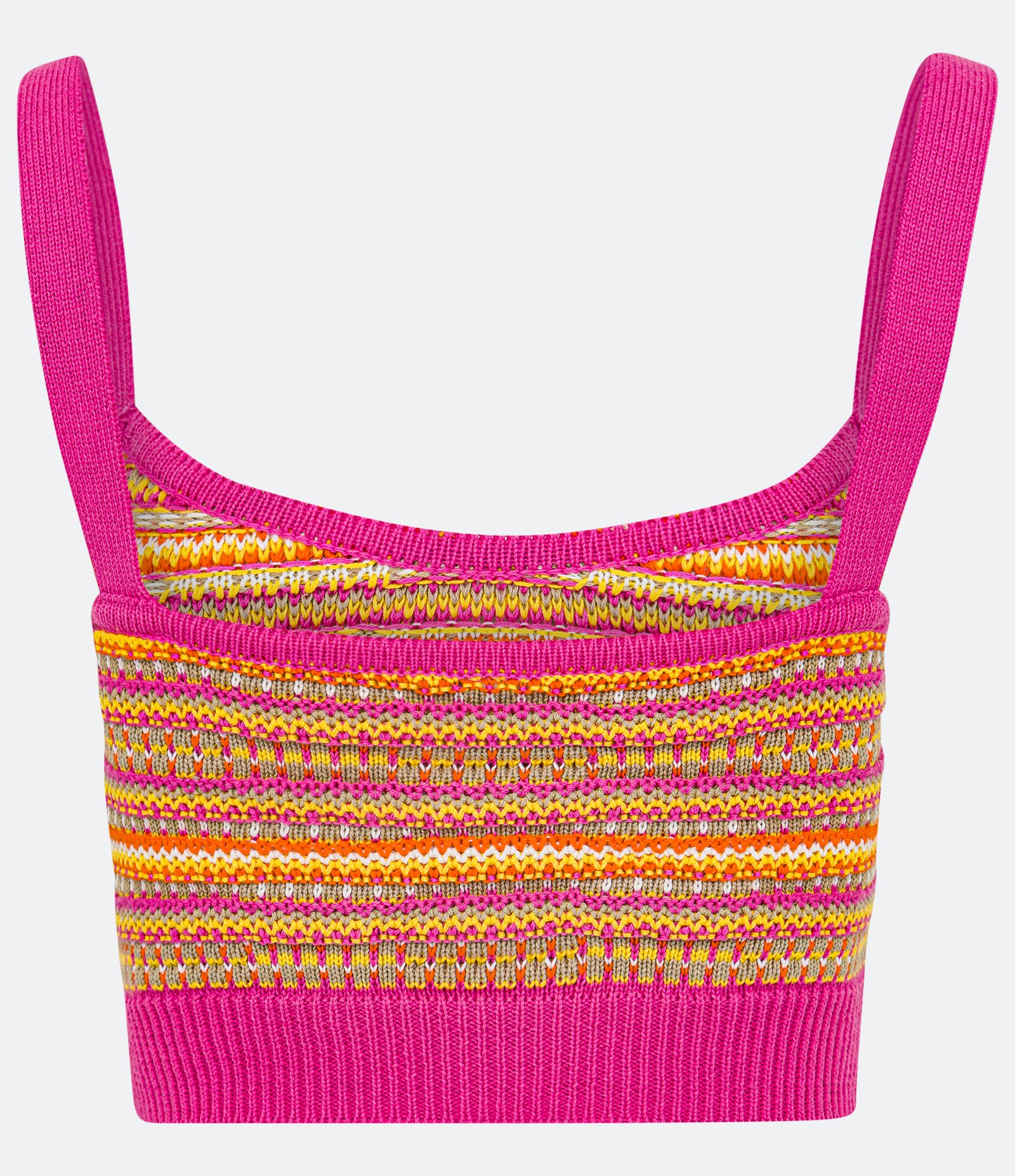 Blusa Cropped de Alça em Tricô Listradinho Rosa 6