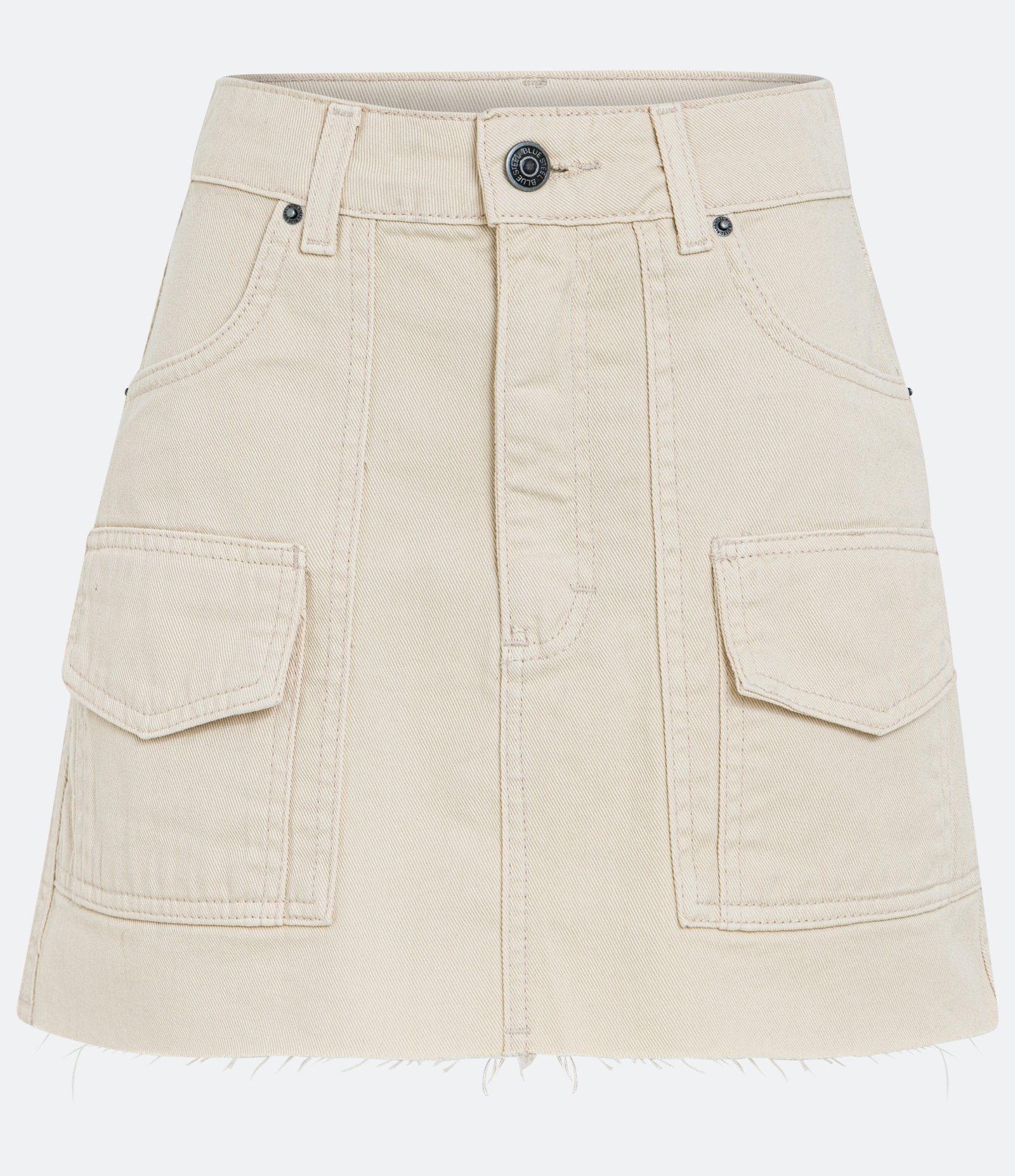 Saia Curta em Sarja com Bolsos Cargo Bege 5