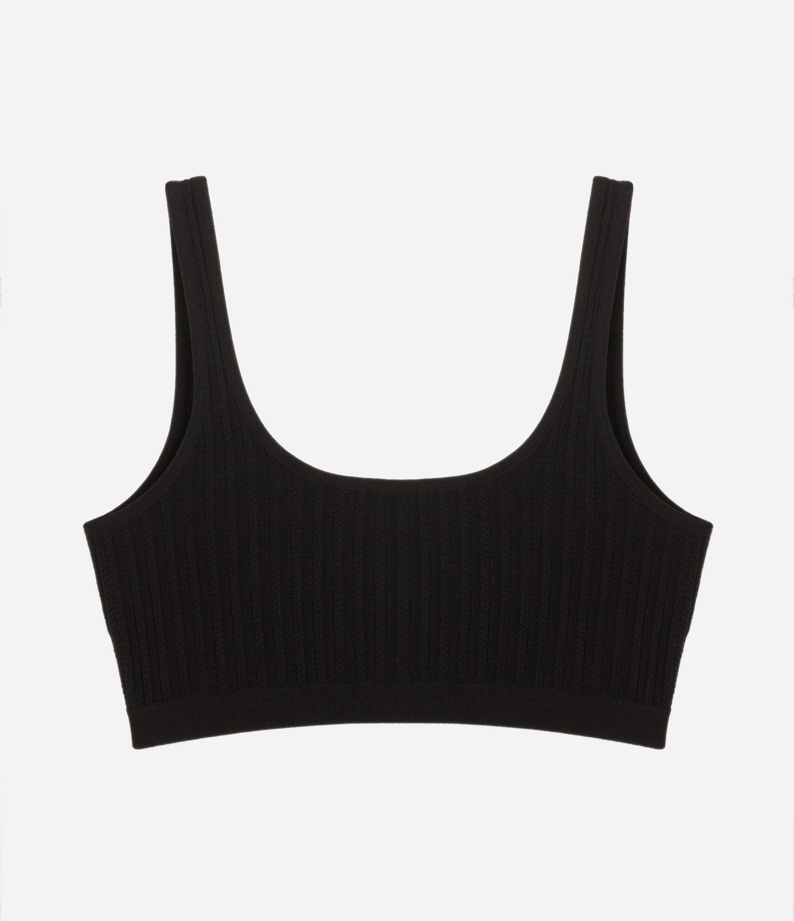 Sutiã Top Sem Bojo e Sem Aro em Poliamida com Textura Canelada Preto 5