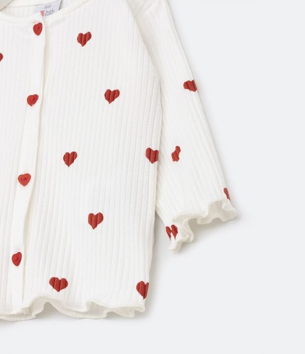 Conjunto Infantil com Estampado de Corações - Tam 0 a 18 meses Branco Neve 2
