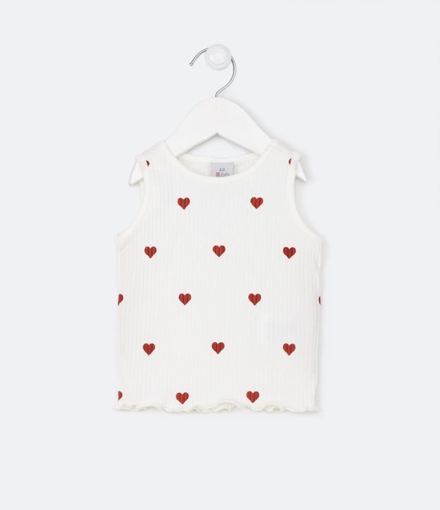 Conjunto Infantil com Estampado de Corações - Tam 0 a 18 meses Branco Neve 7