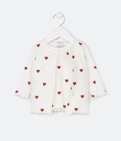 Conjunto Infantil com Estampado de Corações - Tam 0 a 18 meses
