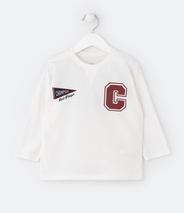 Remera Infantil con Estampado en Lettering Frente y Espalda - Talle 1 a 5 años Blanco Nieve 1