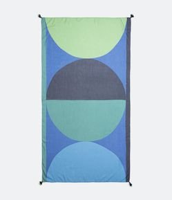 Canga Retangular em Chiffon com Estampa Geométrica e Tassel nas Pontas
