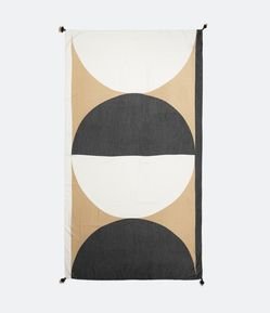 Canga Retangular em Chiffon com Estampa Geométrica e Detalhe Chromático