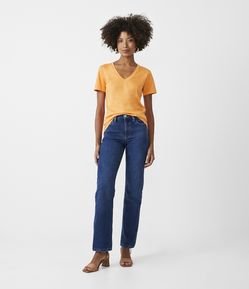 Calça Reta Jeans com Elastano