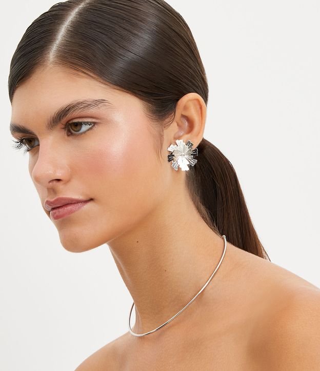 Conjunto Caravana y Collar en Metal Plata 1