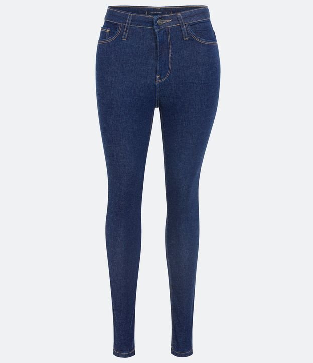Calça Jeans Skinny com Elastano e Cintura Média Azul 5