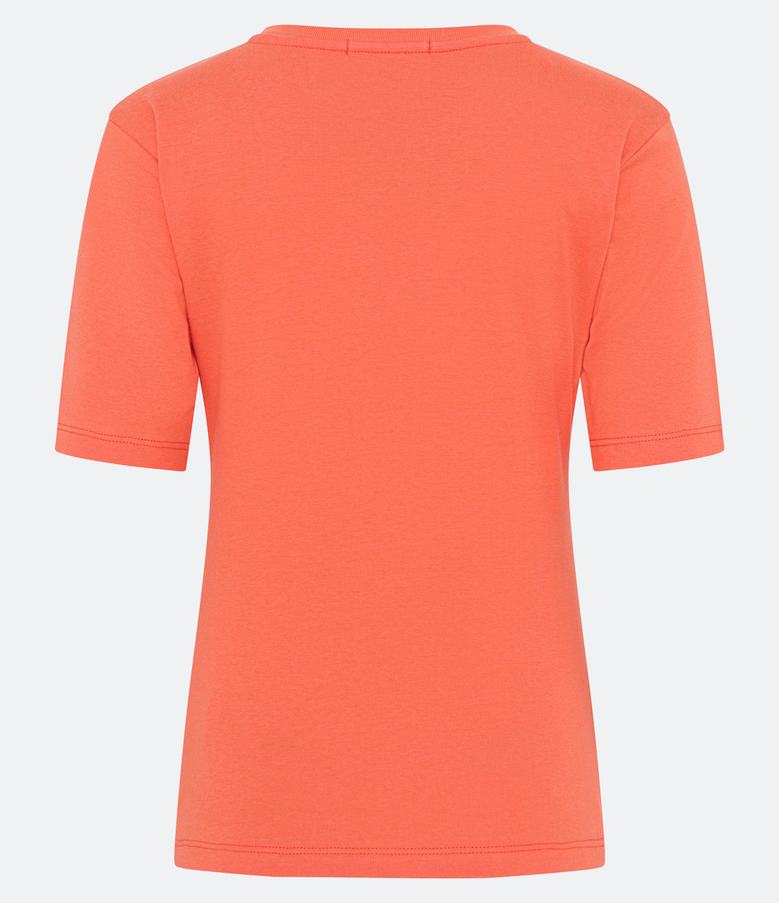 Blusa Básica em Algodão com Gola Redonda Laranja Coral 6