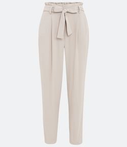 Calça Reta com Elástico no Cós e Amarração