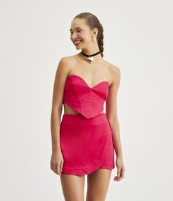 Blusa Cropped Corsetada com Decote Coração