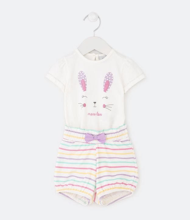 Conjunto Infantil com Estampa Coelhinha - Tam 0 a 18 meses