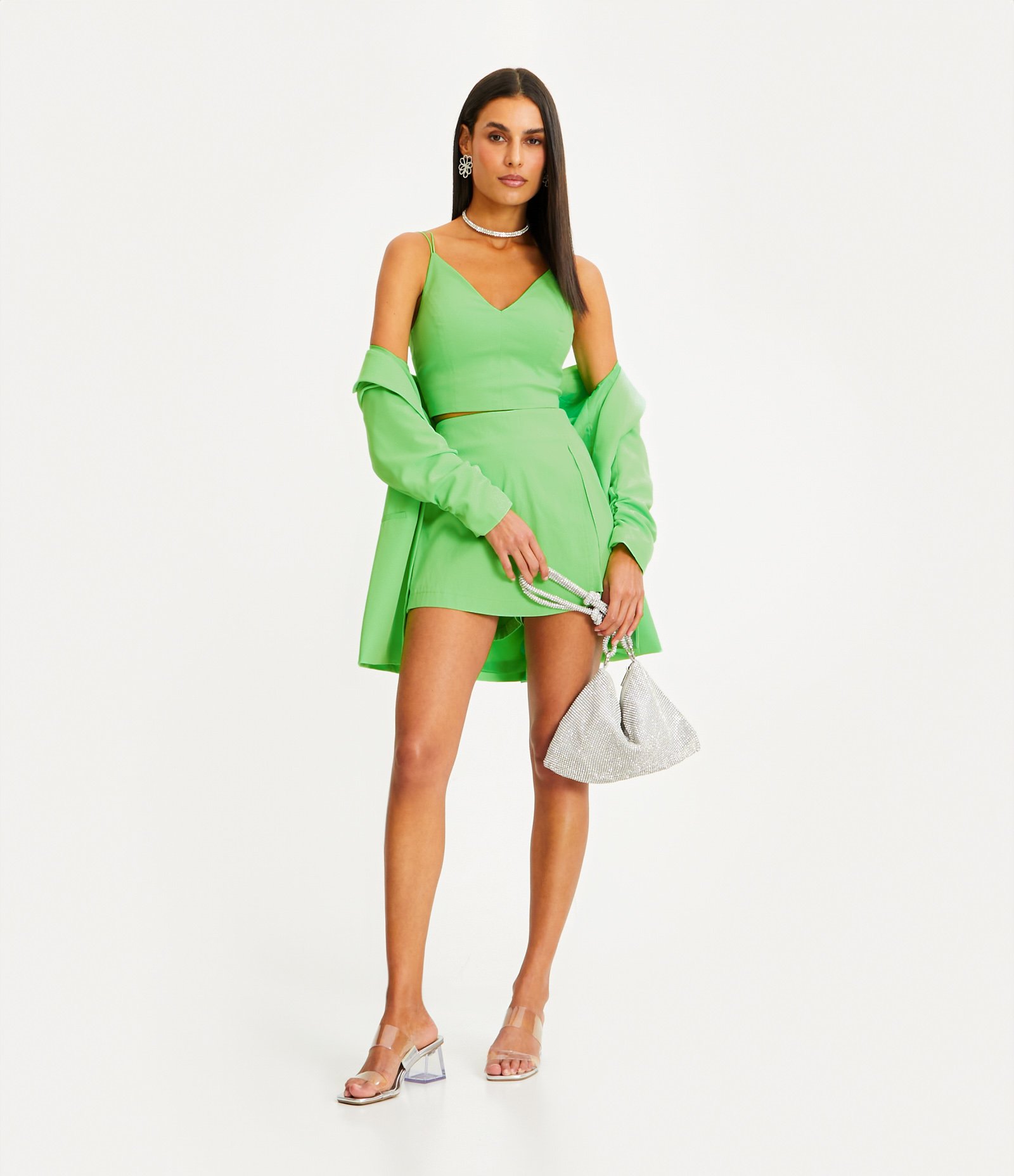 Blusa Cropped Corset em Bengaline com Decote V 2