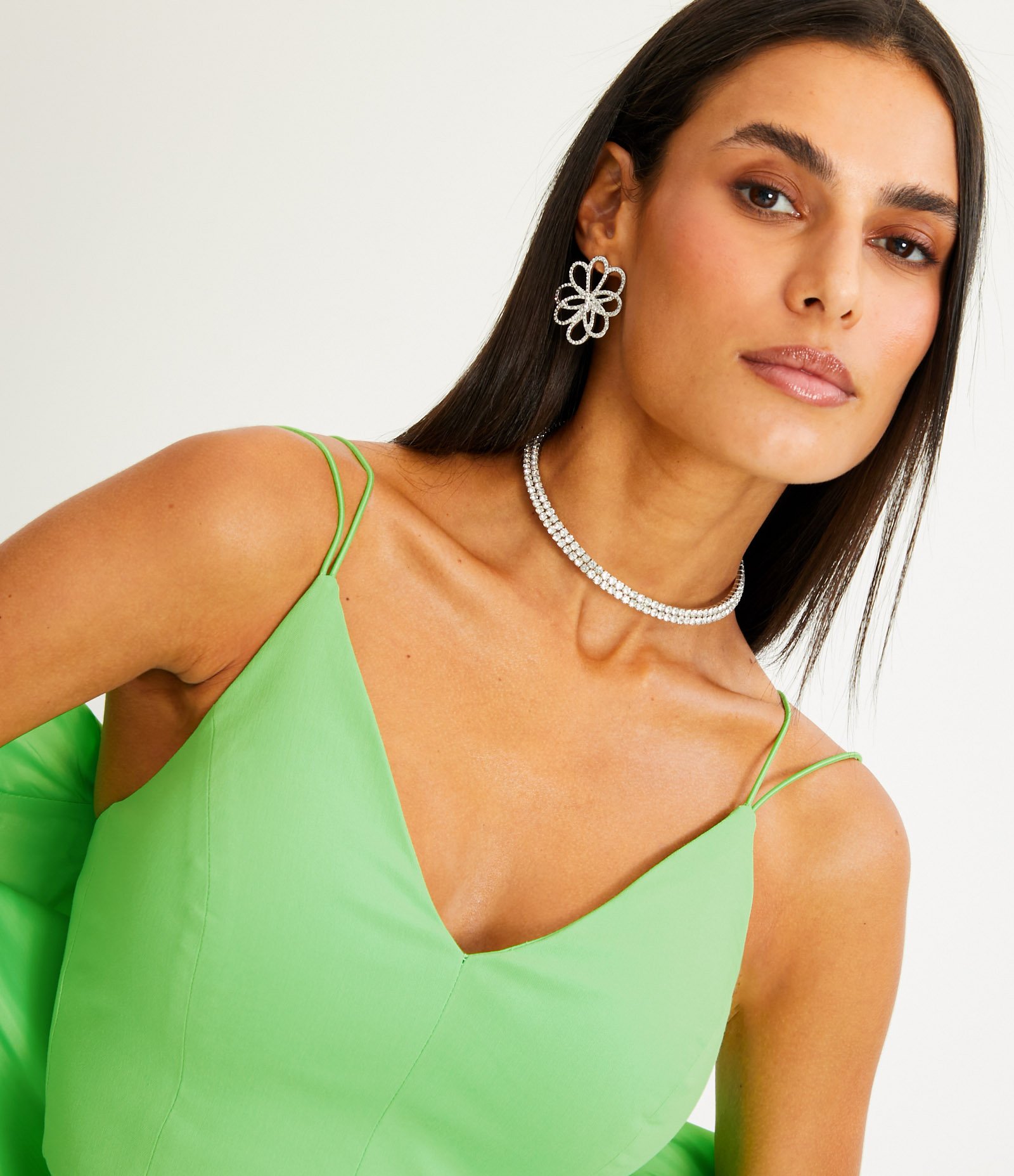 Blusa Cropped Corset em Bengaline com Decote V 4