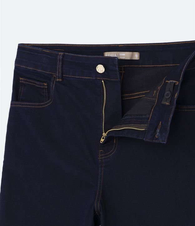 Calça Skinny Jeans com Botão Diferenciado Curve & Plus Size Curve Azul Escuro 8