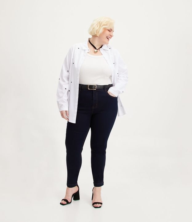 Pantalón Skinny Jeans con Botón Diferenciado Curve & Plus Size Curve Azul 1