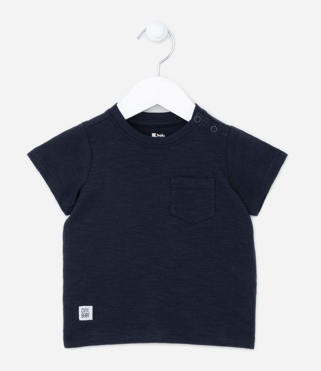 Camiseta Básica Infantil com Bolsinho e Etiqueta Cute Baby - Tam 0 a 18 meses