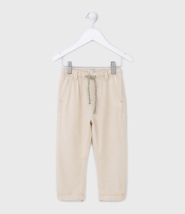 Calça Infantil em Linho com Cós Elástico e Amarração - Tam 1 a 5 Anos