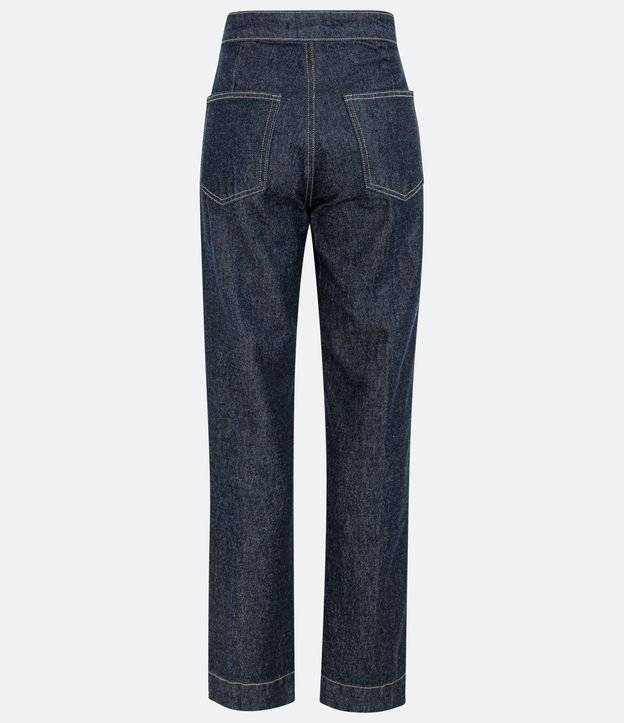 Calça Reta Jeans com Cintura Alta Azul 7