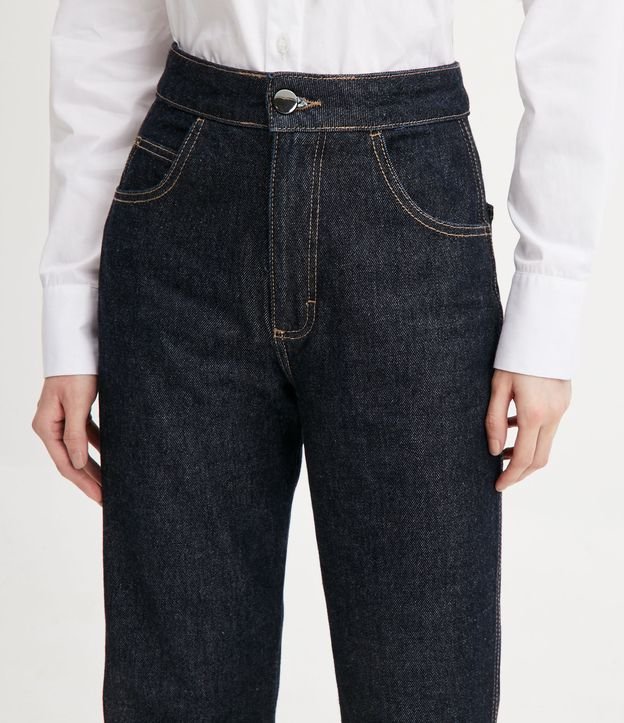 Calça Reta Jeans com Cintura Alta Azul 4