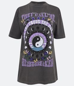 Camiseta em Algodão com Manga Curta e Estampa Mística