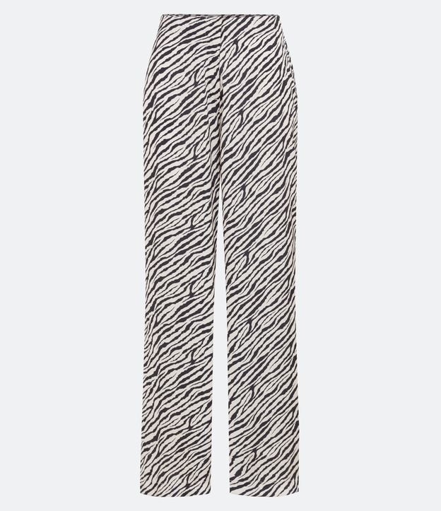 Calça Pantalona Acetinada com Estampa Animal Print Zebra Bege 5