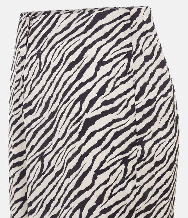 Calça Pantalona Acetinada com Estampa Animal Print Zebra Bege 6