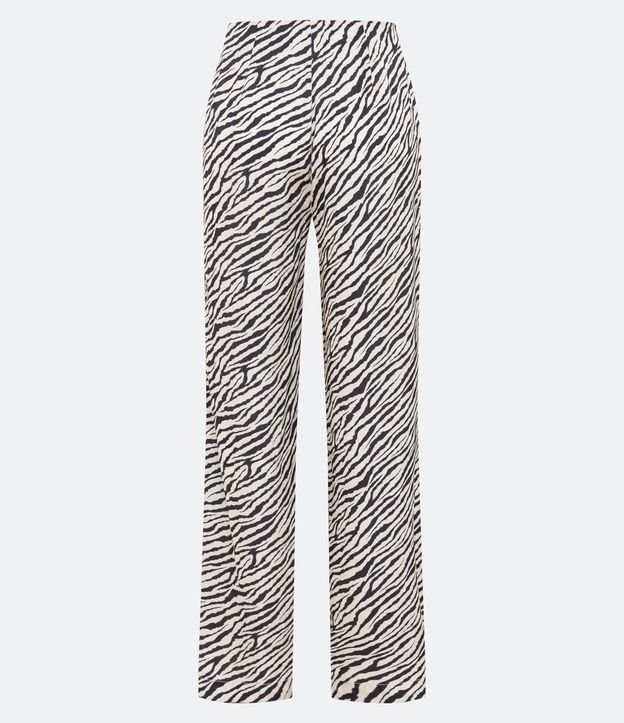 Calça Pantalona Acetinada com Estampa Animal Print Zebra Bege 7