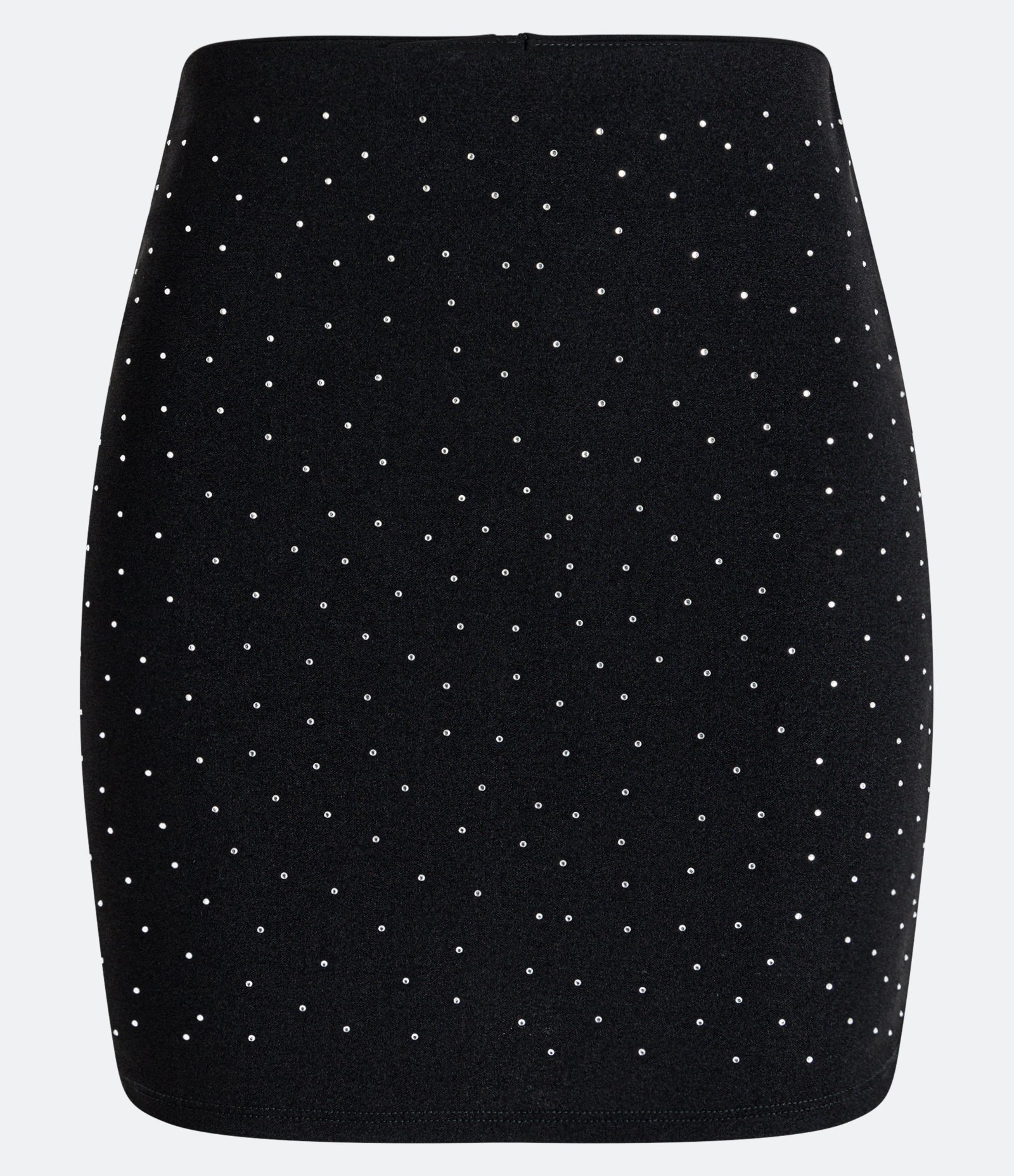 Saia Curta em Crepe com Bolinhas de Strass Preto 1