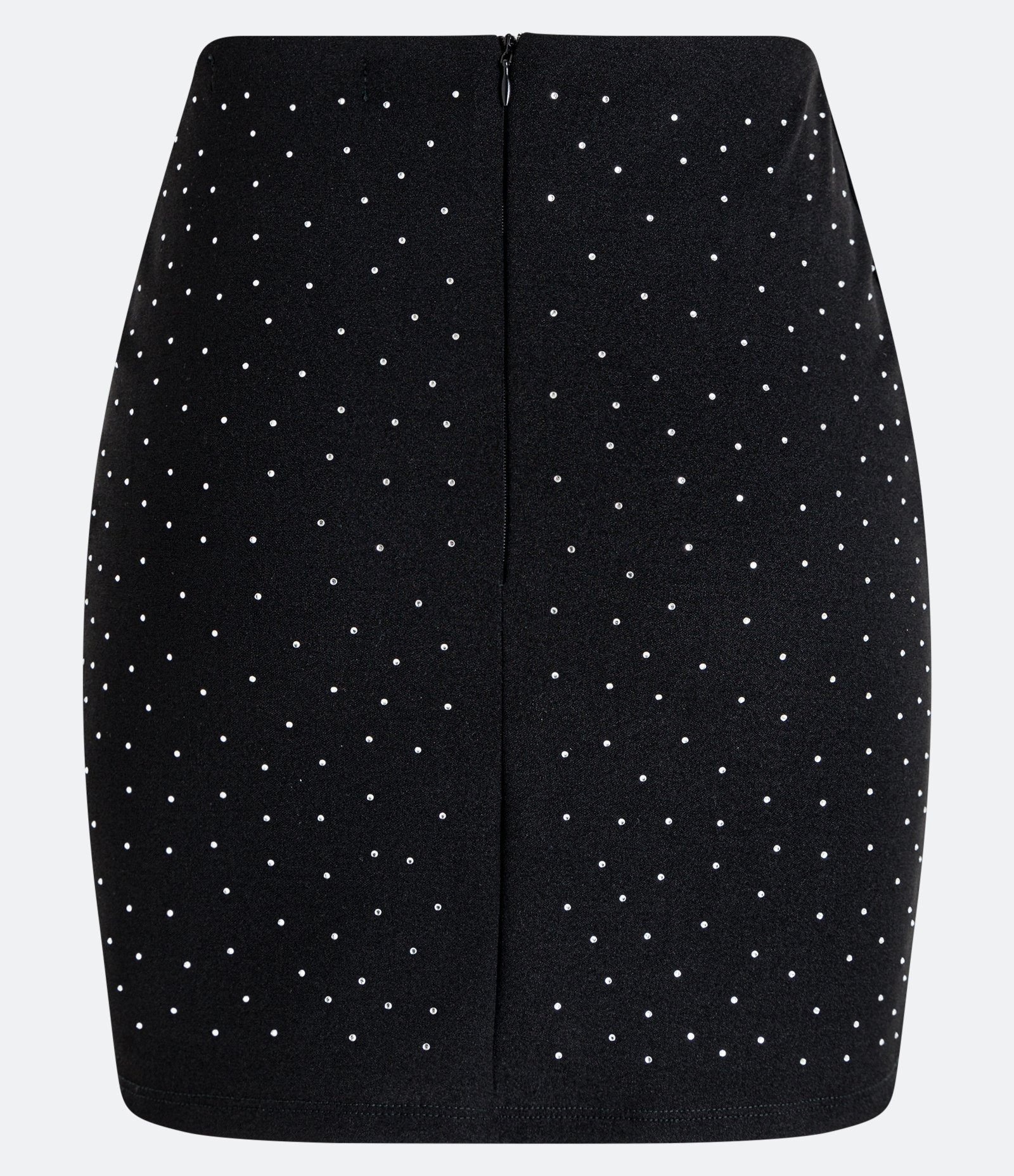 Saia Curta em Crepe com Bolinhas de Strass Preto 3