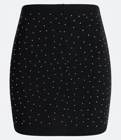 Saia Curta em Crepe com Bolinhas de Strass