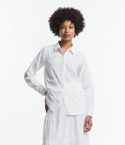 Camisa Manga Longa em Laise com Flores Bordadas