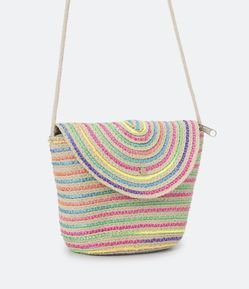 Bolsa de Praia Infantil em Palha com Estampa Listras - Tam U