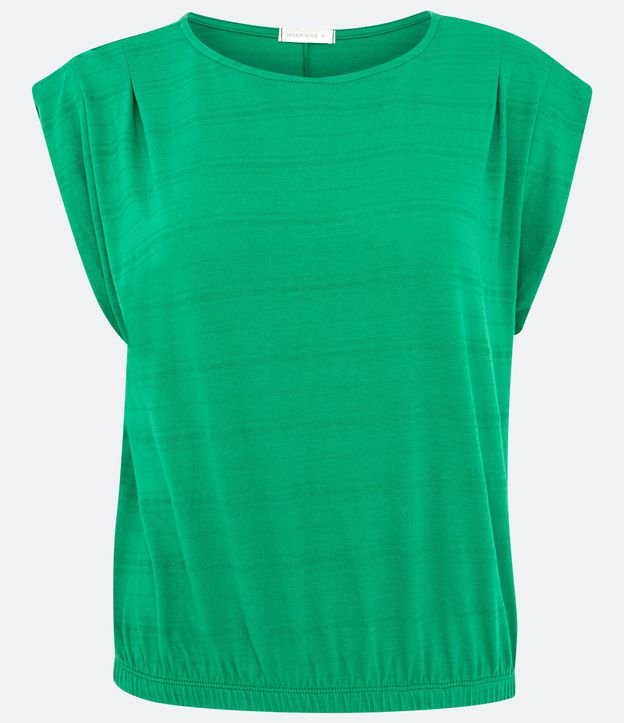 Blusa Muscle Tee em Algodão com Pregas no Ombro e Elástico na Barra Verde 6