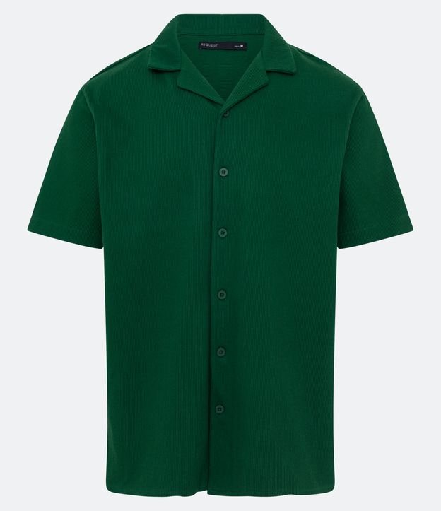 Camisa Slim em Meia Malha com Textura Canelada Verde 5