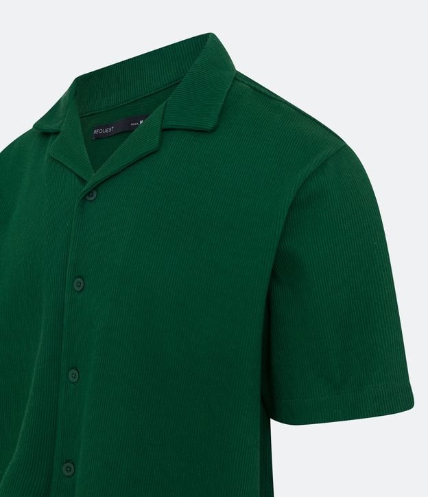 Camisa Slim em Meia Malha com Textura Canelada Verde 7