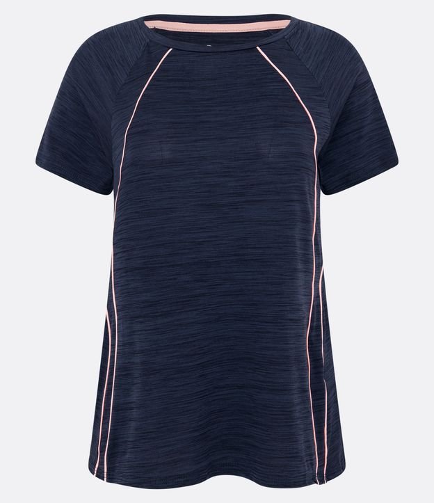 Camiseta Esportiva em Poliamida com Detalhe Viés Contrastante Azul Escuro 5