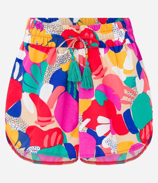 Saída de Praia Short com Estampa Lagosta e Amarração com Tassel