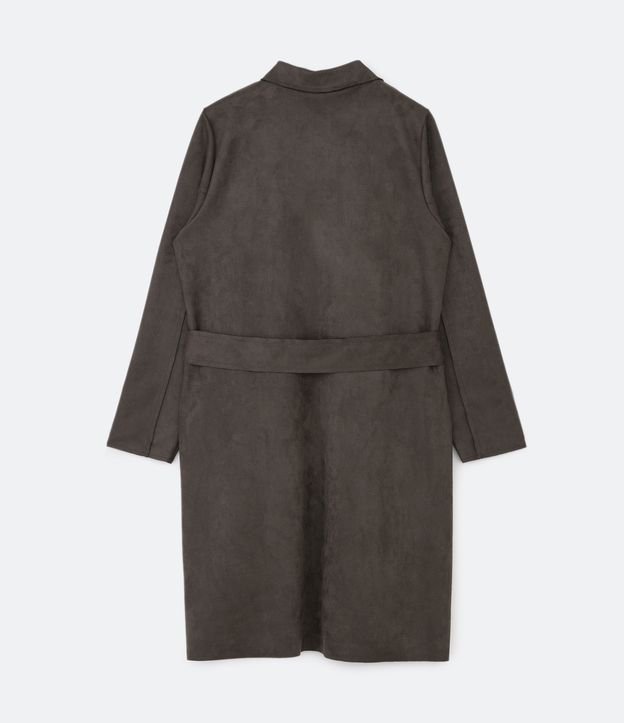 Casaco Trench Coat em Suede com Cinto Faixa Curve & Plus Size Verde 6
