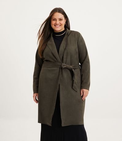 plus size suede trench coat