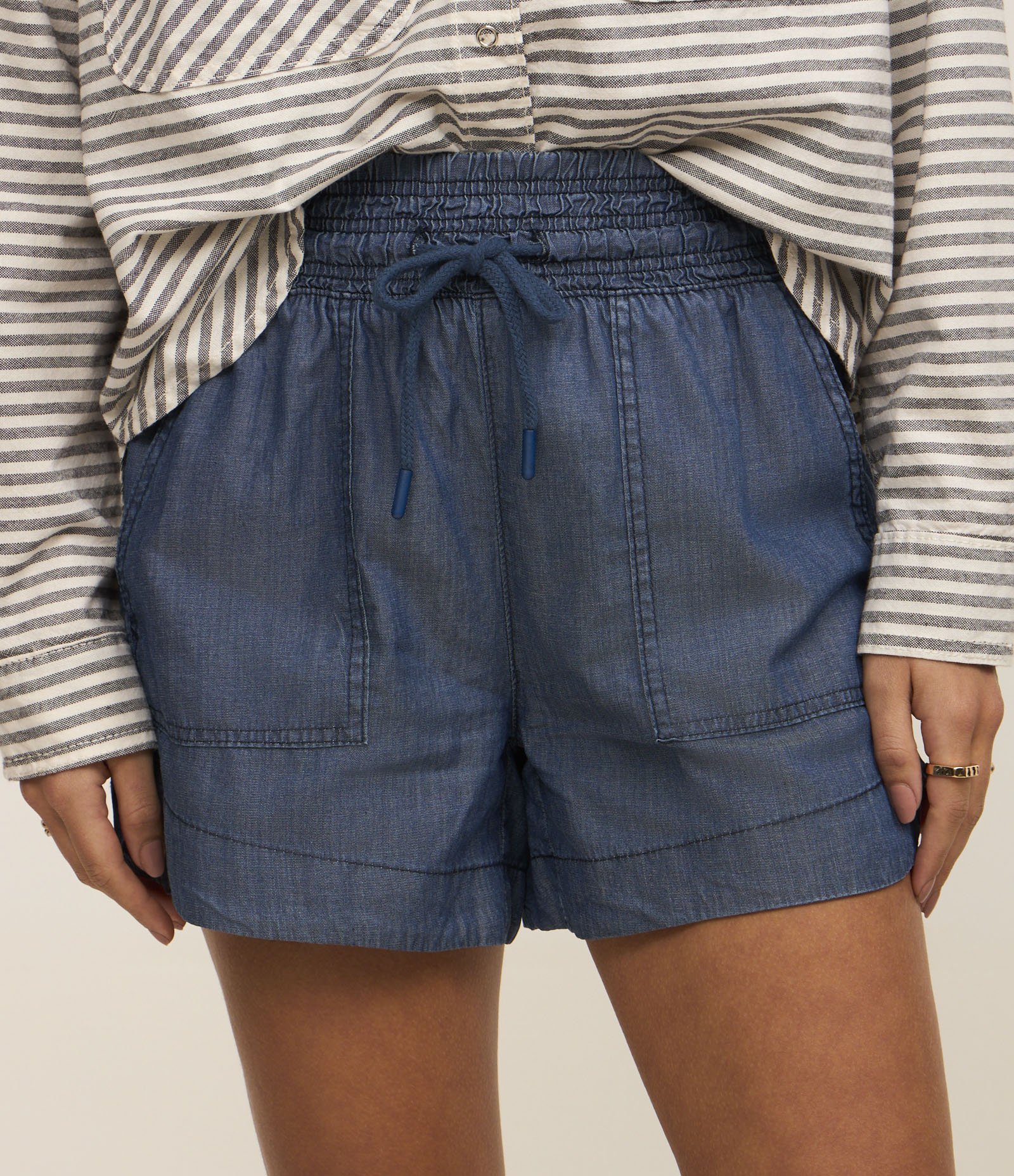 Short Runner em Jeans com Elástico Largo na Cintura Azul 3
