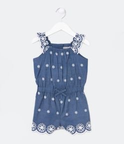 Macaquinho Infantil com Bordado nas Alças e Amarração na Cintura - Tam 1 a 5 anos