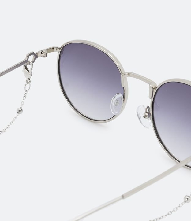 Óculos de Sol Detalhe Metal Prata Escovado Lente Cinza Degradê