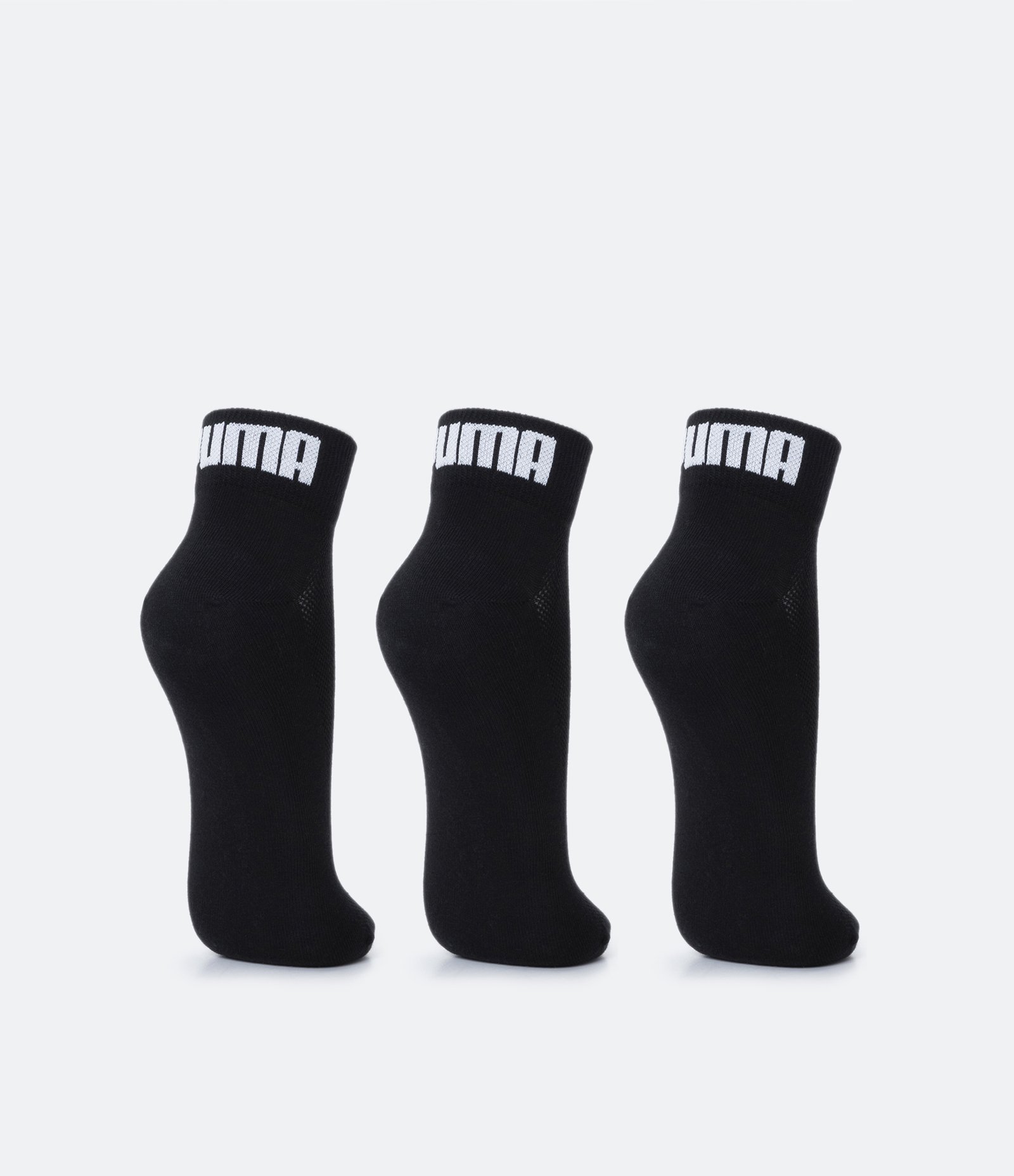 Kit 03 Meias Cano Curto Esportivas em Algodão com Logo Puma Preto 3