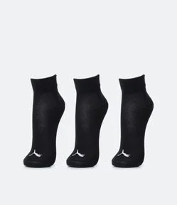 Kit 03 Meias Cano Curto Esportivas em Algodão com Logo Puma