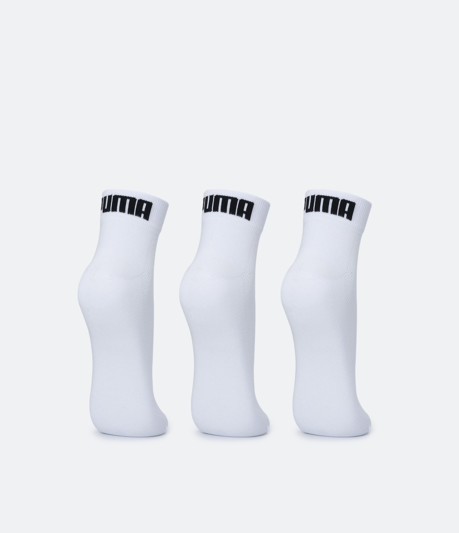 Kit 03 Meias Cano Curto Esportivas em Algodão com Logo Puma Branco 3